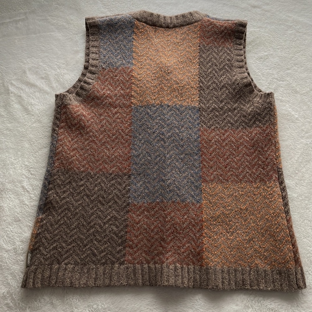 Vintage Woolrich Patchwork Chevron Knit Pattern Lambswool Sweater Vest Size L** - Picture 4 of 12